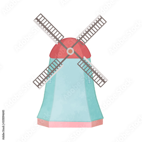 Illustration of a cute spinning windmill 01