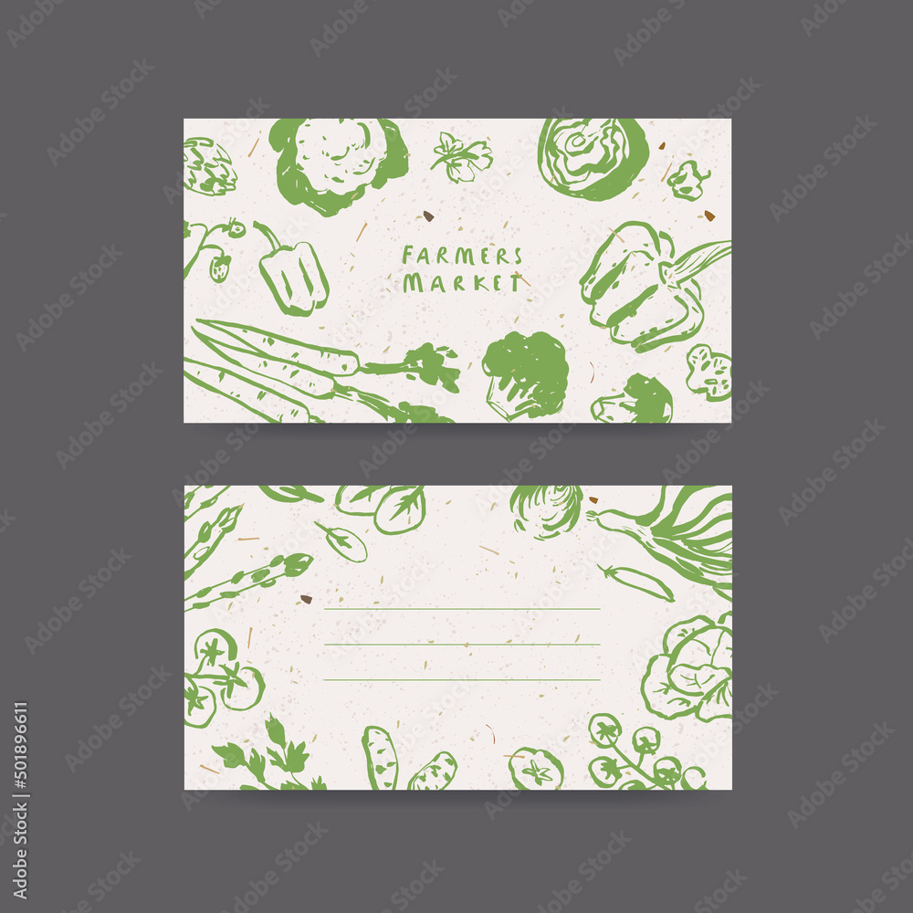 Farmer’s market card design template, vegetable drawing, harvest festival invitation