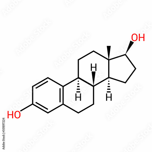 chemical structure of Estradiol (C18H24O2)