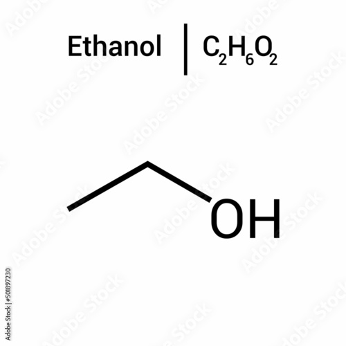 chemical structure of ethanol (C2H6O) photo