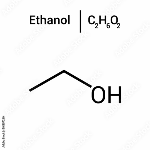 chemical structure of ethanol (C2H6O)