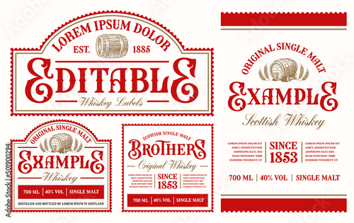 A set of Vintage vector alcohol labels