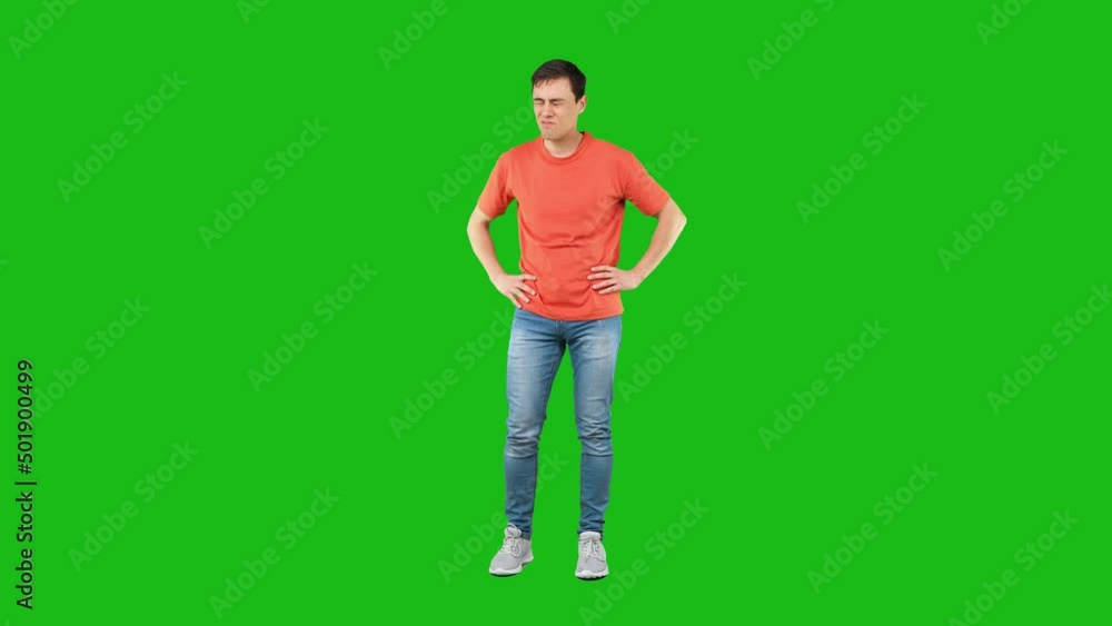 Desperate man in studio against chroma key Desperate man in studio against chroma key