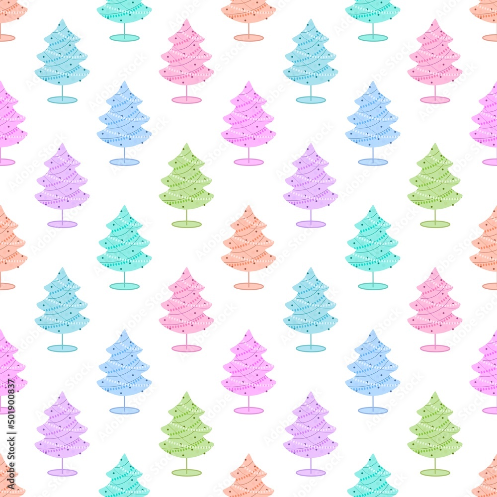 Obraz premium Seamless christmas tree pattern for new year gifts and fabrics