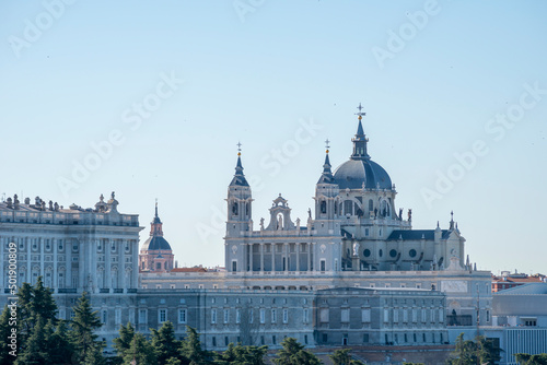 Madrid, Spain - April 16, 2022: Almudena Cathedral