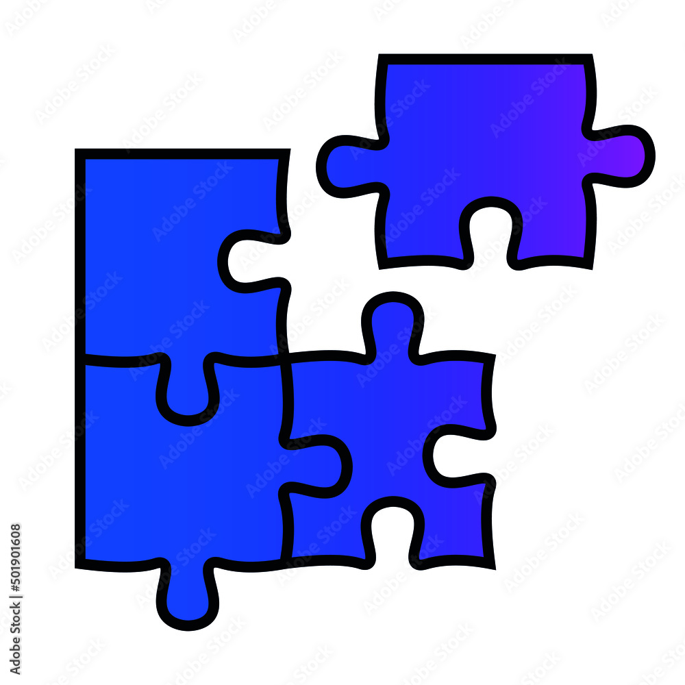 Obraz premium Vector format puzzle icon in blue color.