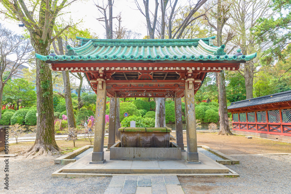 Chozu-ya or temizu-ya (Shinto water ablution pavilion) of the Nezu Shrine in Tokyo, Japan. Chozu-ya or temizu-ya (Shinto water ablution pavilion) of the Nezu Shrine in Tokyo, Japan.