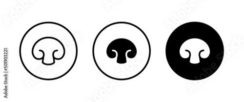 Champignon mushroom icon button, vector, sign, symbol, logo, illustration, editable stroke, flat design style isolated on white