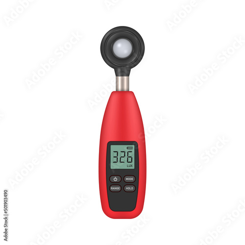 Realistic light meter isolated on white background. Device for checking the level of illumination in the premises. Vector illustration.