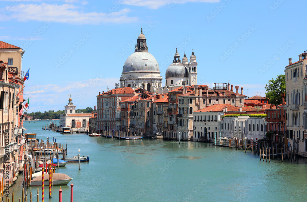 View of Canal Grande in the Island of Venice without boats during lockdown