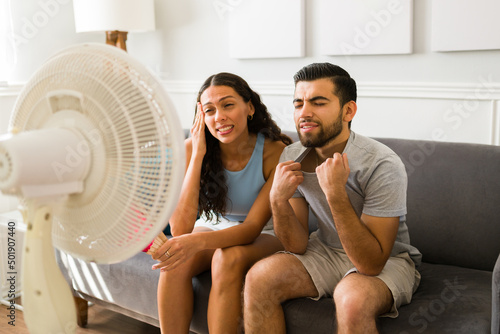 Photography Hispanic couple feeling very hot