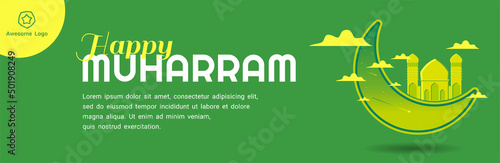 Happy muharram islamic new year banner template design
