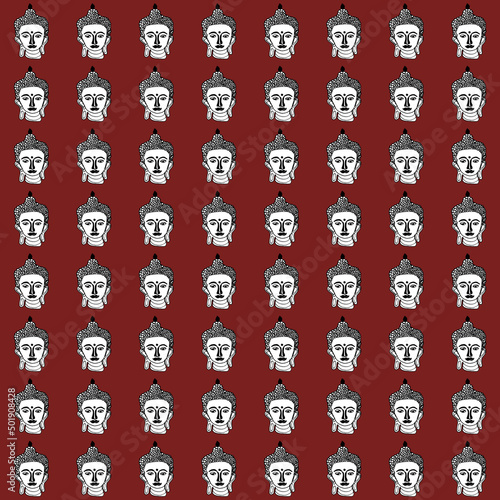 Seamless vector pattern of the Buddha head.