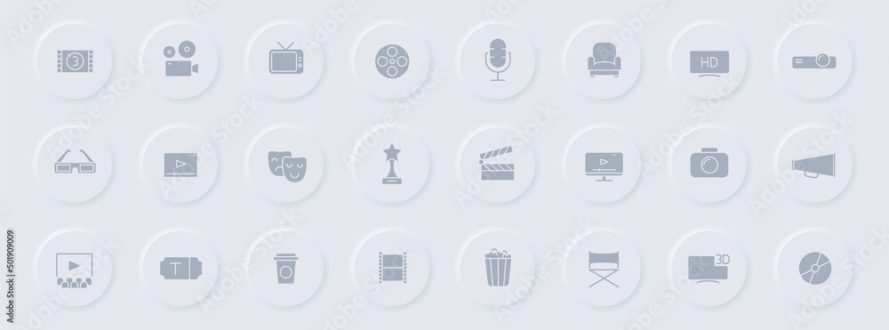 cinema gray glyph icons on round rubber buttons. cinema vector icons for web, mobile apps, ui design and promo business polygraphy cinema gray glyph icons on round rubber buttons. cinema vector icons for web, mobile apps, ui design and promo business polygraphy