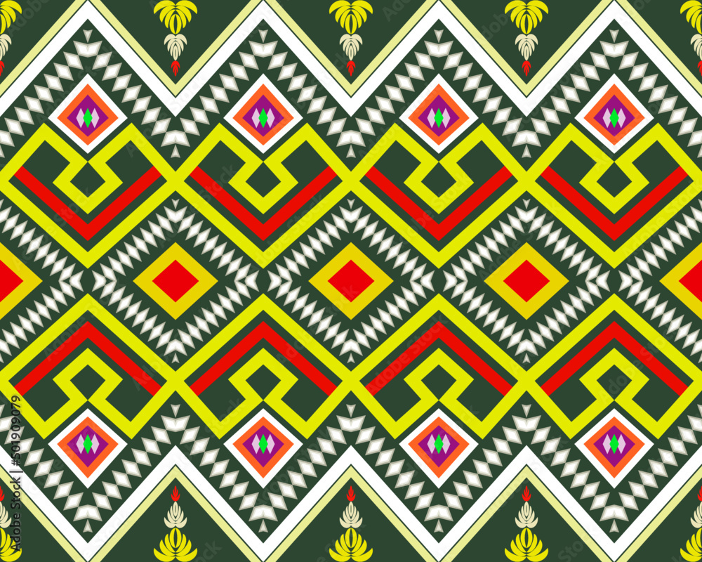 Abstract ethnic geometric tribal motif Aztec patterns colorful design for background, wallpaper, clothing, wrapping, fabric, home appliances, Vector illustration.