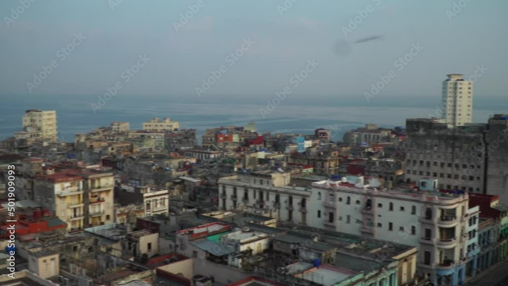 Skyline of Havana, Cuba with buildings and ocean in the background Skyline of Havana, Cuba with buildings and ocean in the background