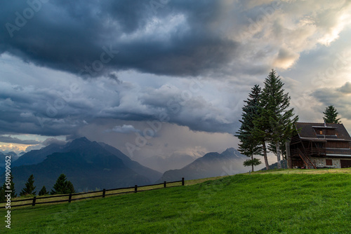 Stormy clouds over the mountains of Valle d'Aosta