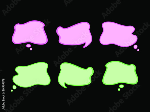 Cute pink and green callouts set template isolated in black. good for video editing, banner, flyer, event decoration in cartoon syle