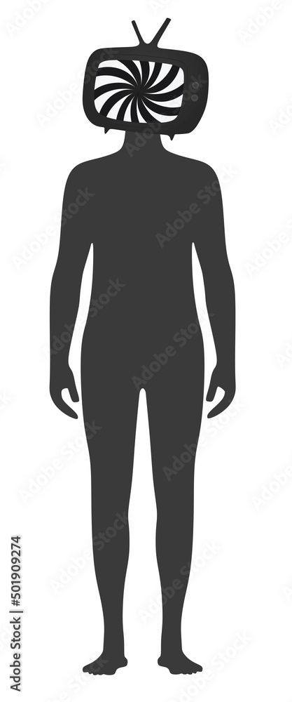 TV icon on male silhouette. vector