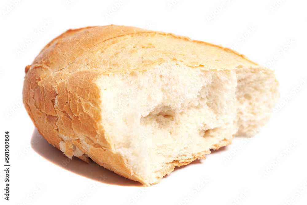 Broken white bread isolated on white Broken white bread isolated on white