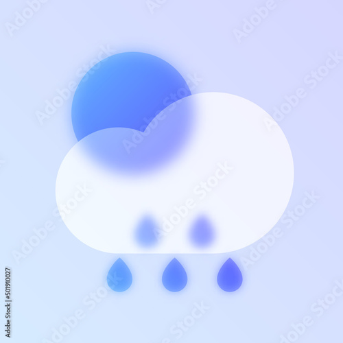 rain weather glass morphism trendy style icon. sun with rain transparent glass color vector icon with blur and purple gradient. for web and ui design, mobile apps and promo business polygraphy