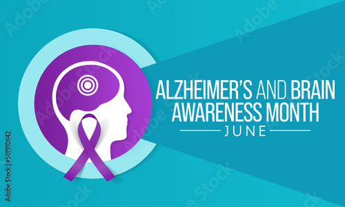 Alzheimer's and Brain awareness month is observed every year in June. it is an irreversible, progressive brain disorder that slowly destroys memory and thinking skills. Vector illustration