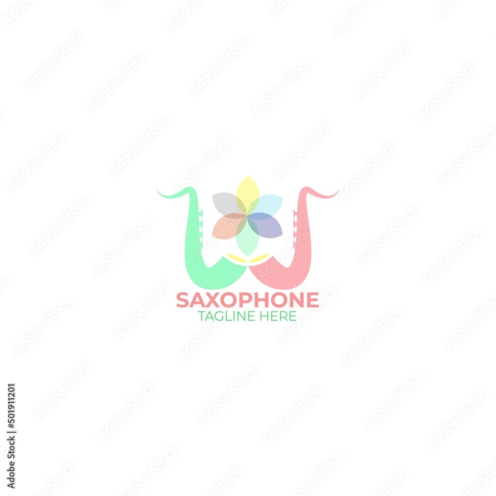 Fototapeta premium vector saxophone and matcha leaves for business logos and brands
