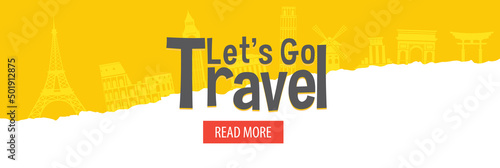 It’s Time to Travel.Travel banner with sky.Modern flat design. EPS 10. Colorful.