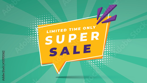 Sale banner template design, Super sale special offer. 