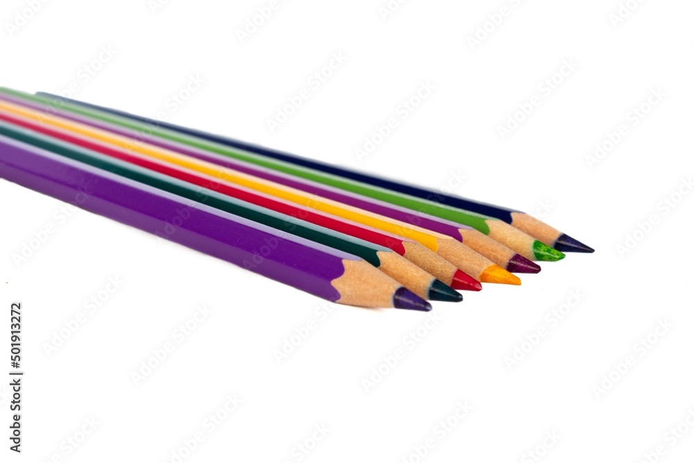 Colorful crayons isolated on white background, closeup. Colorful crayons isolated on white background, closeup.