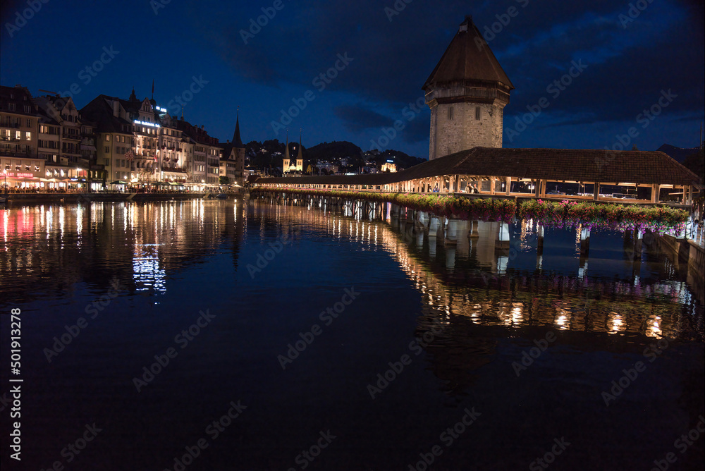 Old bridge in Lucerne Switzerland