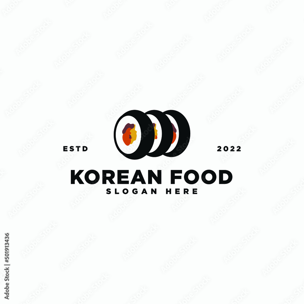 modern Korean food logo design vector illustration with simple, luxury