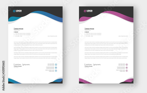 corporate modern business letterhead design template with purple and blue colors. creative modern letterhead design template for your project. letter head, letterhead, business letterhead design.