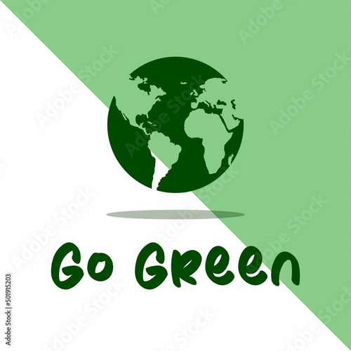 Go Green Logo Design, Vector Illustration and Text, Simple Design Description