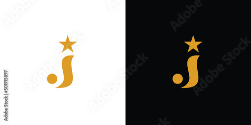 Modern and simple J star letter initials logo design