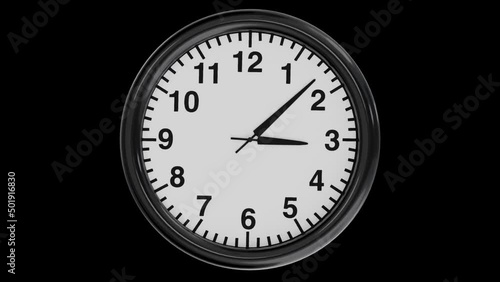 3D rendering video animation of a wall clock time lapse