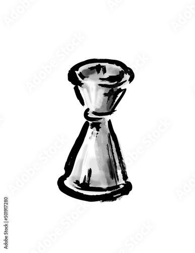 カクテルを計るメジャーカップの手描き和風イラスト © 詩織