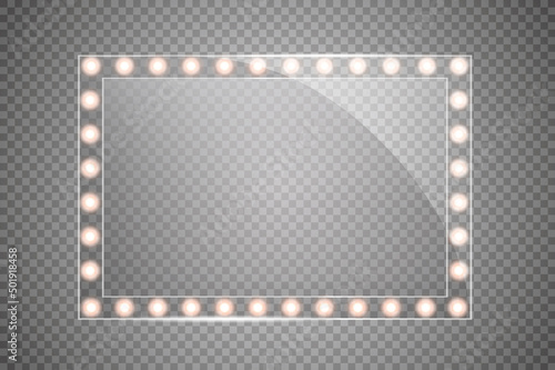 Canvas Makeup mirror isolated with gold lights