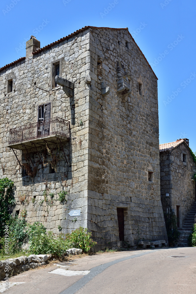 FOZZANO, CORSICA, FRANCE; August 10, 2020: Fozzano is a French commune located in the south of Corsica. The village belongs to the parish of Viggiano.