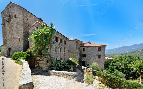 FOZZANO, CORSICA, FRANCE; August 10, 2020: Fozzano is a French commune located in the south of Corsica. The village belongs to the parich of Viggiano.