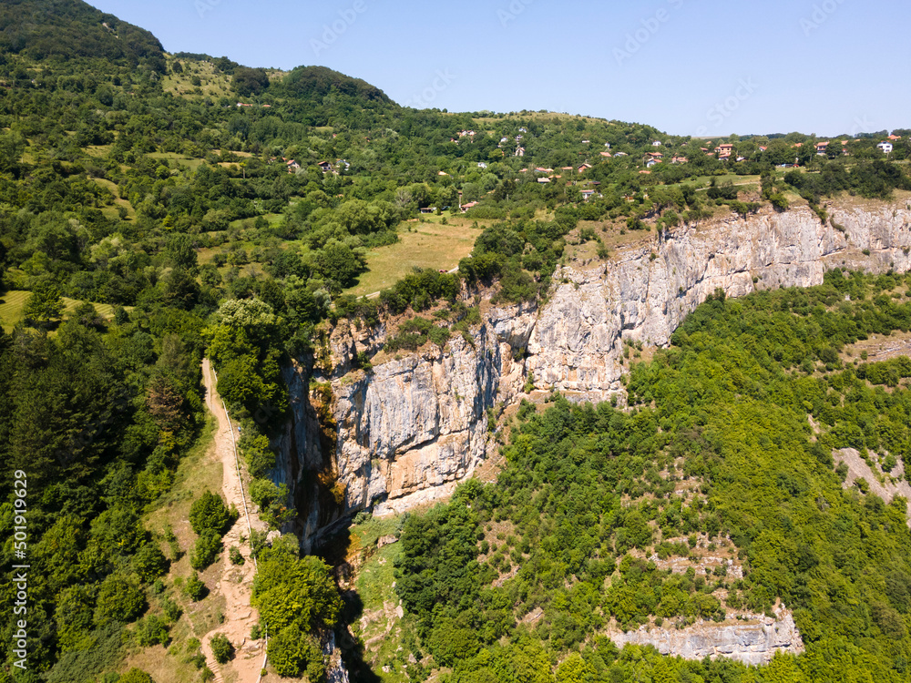 Aerial view of Iskar river Gorge near village of Zasele, Bulgaria