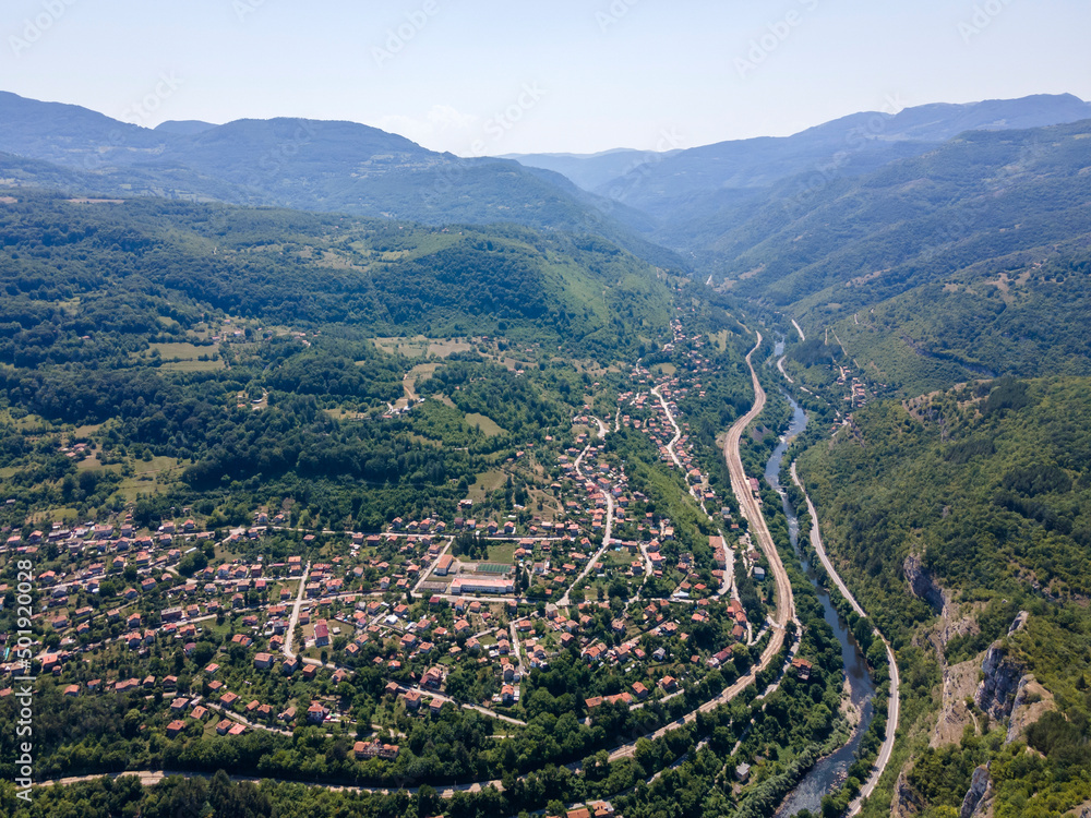 Aerial view of Lakatnik Rocks at Iskar river and Gorge, Bulgaria Aerial view of Lakatnik Rocks at Iskar river and Gorge, Bulgaria
