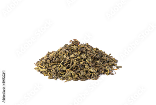 Hill of green tea isolated on white background.Ceylon tea. Tea concept.