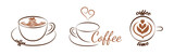 Simple coffee logos set. Coffee pack.