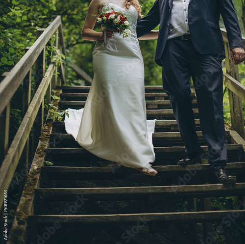 Stylish bride and groom together Fototapet