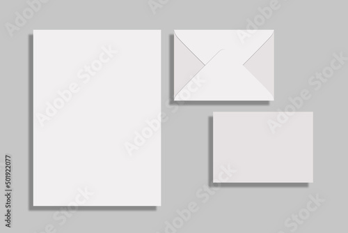 White envelope and letterhead presentation mock-up, isolated background