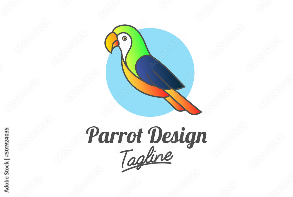 Colorful Parrot Bird Mascot Character Cartoon Logo Design Colorful Parrot Bird Mascot Character Cartoon Logo Design
