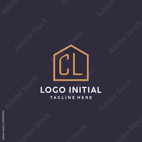 Initial CL logo with abstract home shape, simple luxury real estate logo