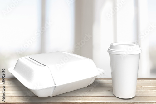 Lunch delivery to your office in eco packaging 3D illustration