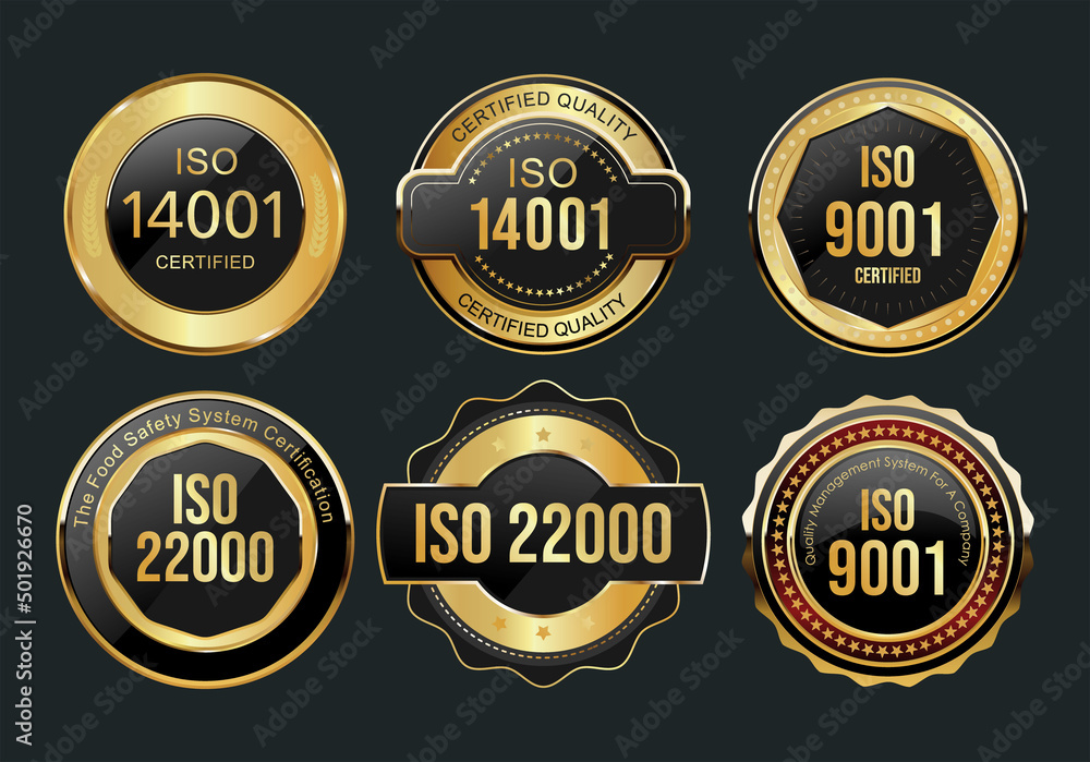 Collection of Iso certification golden badge